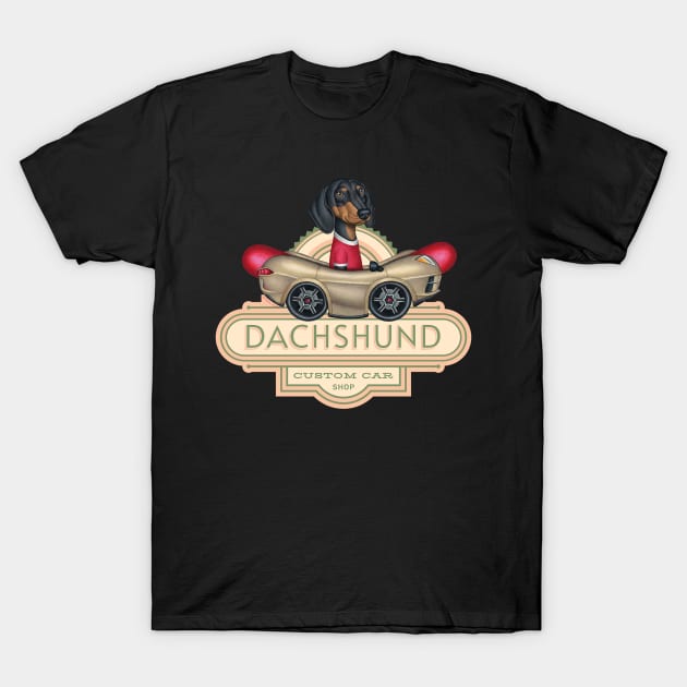 Dachshund Custom Car Shop T-Shirt by Danny Gordon Art